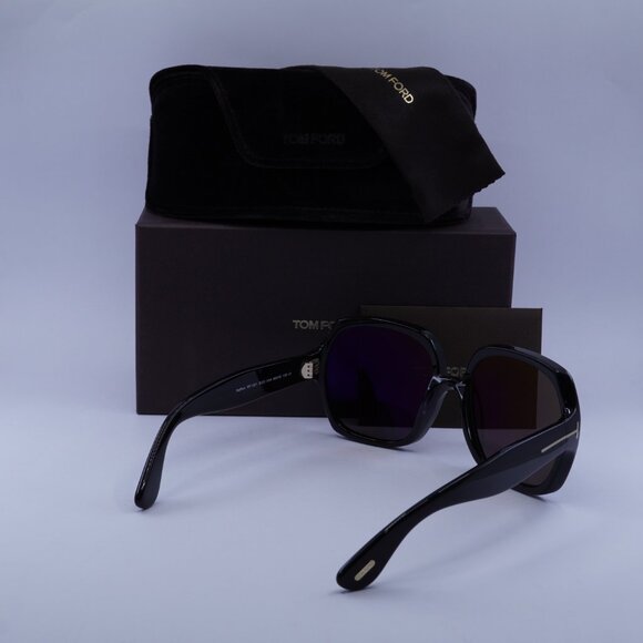 Tom Ford FT1221 01A Saffron Square Sunglasses - Shiny Black\Smoke - Picture 8 of 8